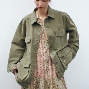 Zara Olive Green Utility Jacket